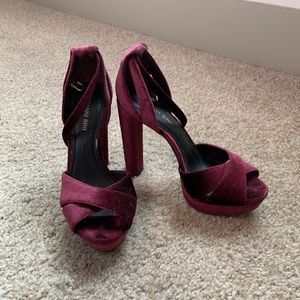 Wine velvet heels